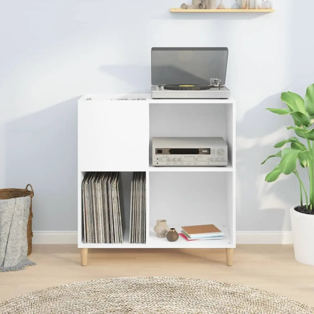 Record Cabinet White Engineered Wood Storage Vinyl LP Display Case 84.5 x 38 x 89 cm