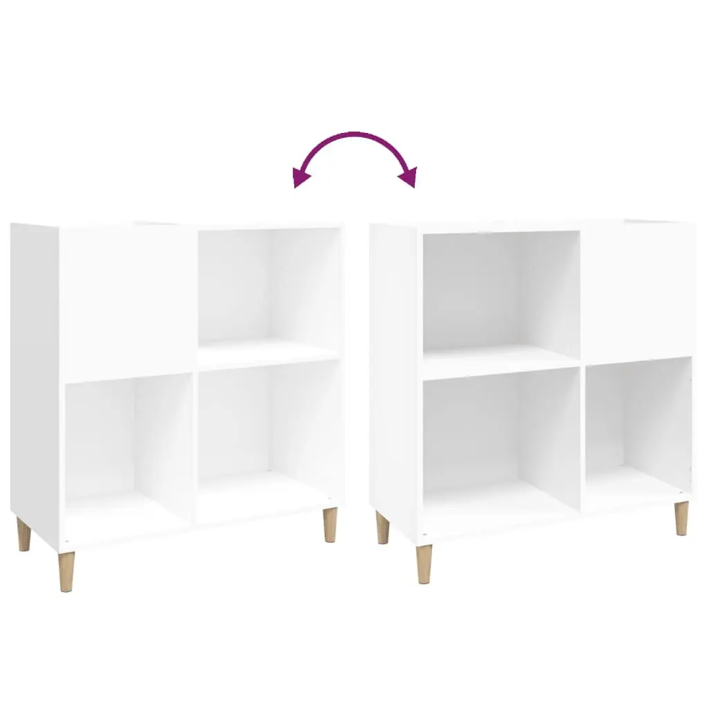 Record Cabinet White Engineered Wood Storage Vinyl LP Display Case 84.5 x 38 x 89 cm