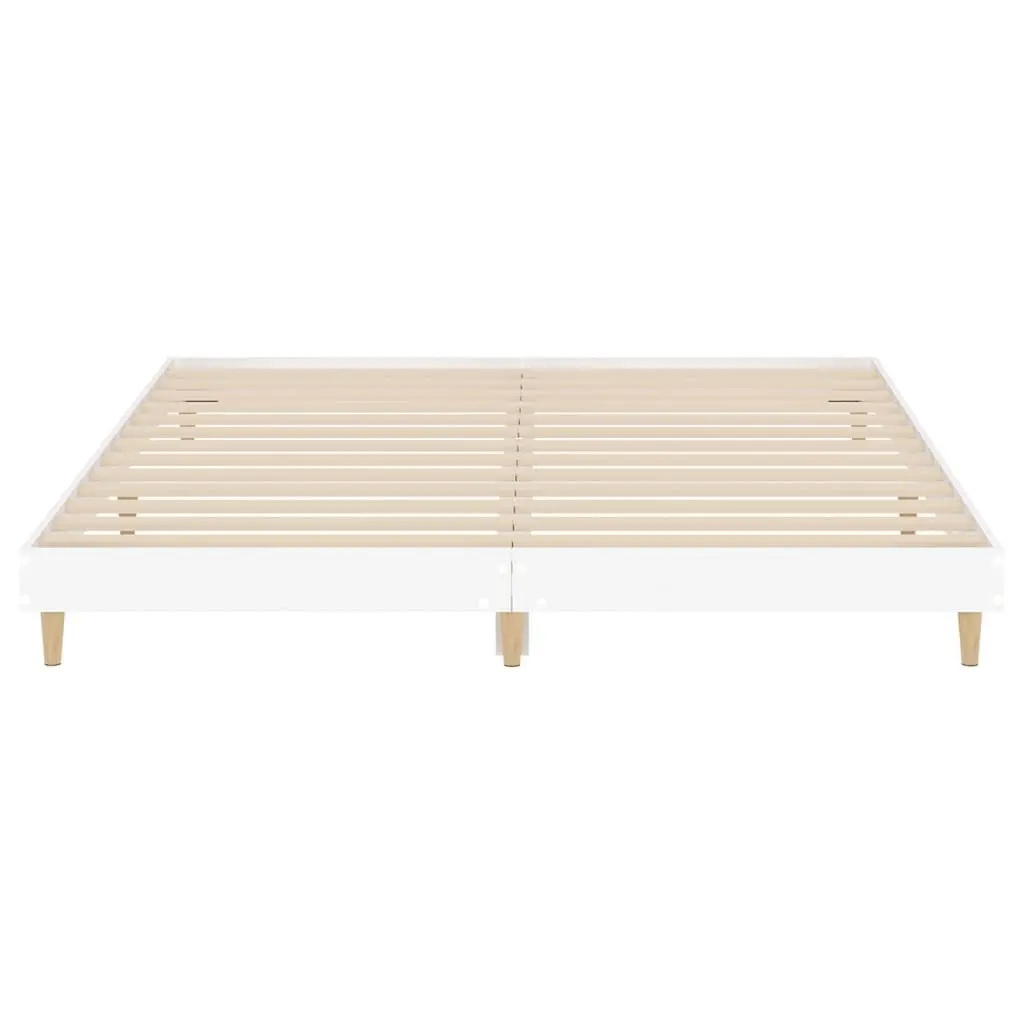 King Bed Frame White Engineered Wood 183x203cm Platform Bedroom Furniture