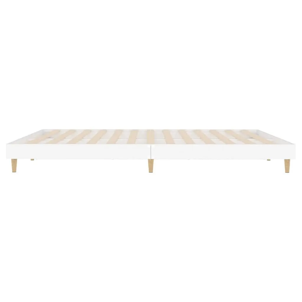 King Bed Frame White Engineered Wood 183x203cm Platform Bedroom Furniture