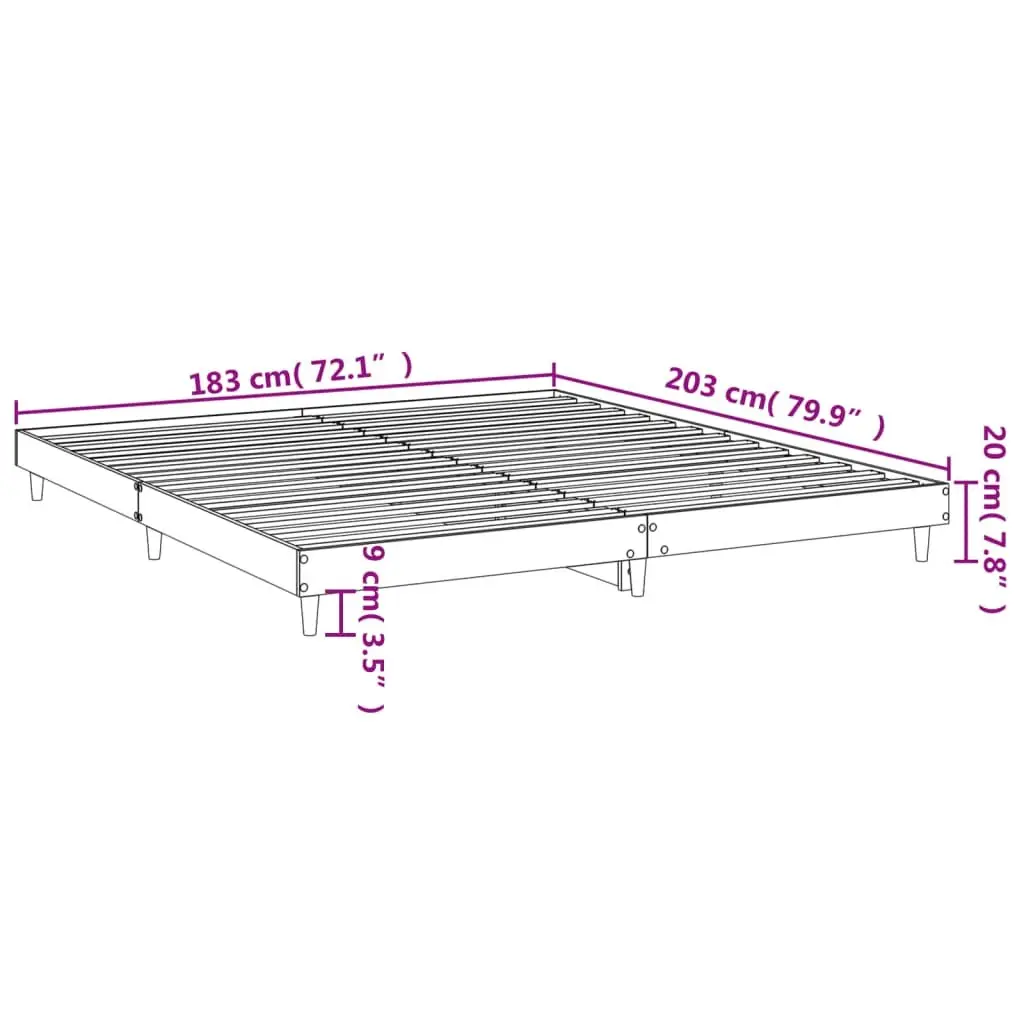 King Bed Frame White Engineered Wood 183x203cm Platform Bedroom Furniture