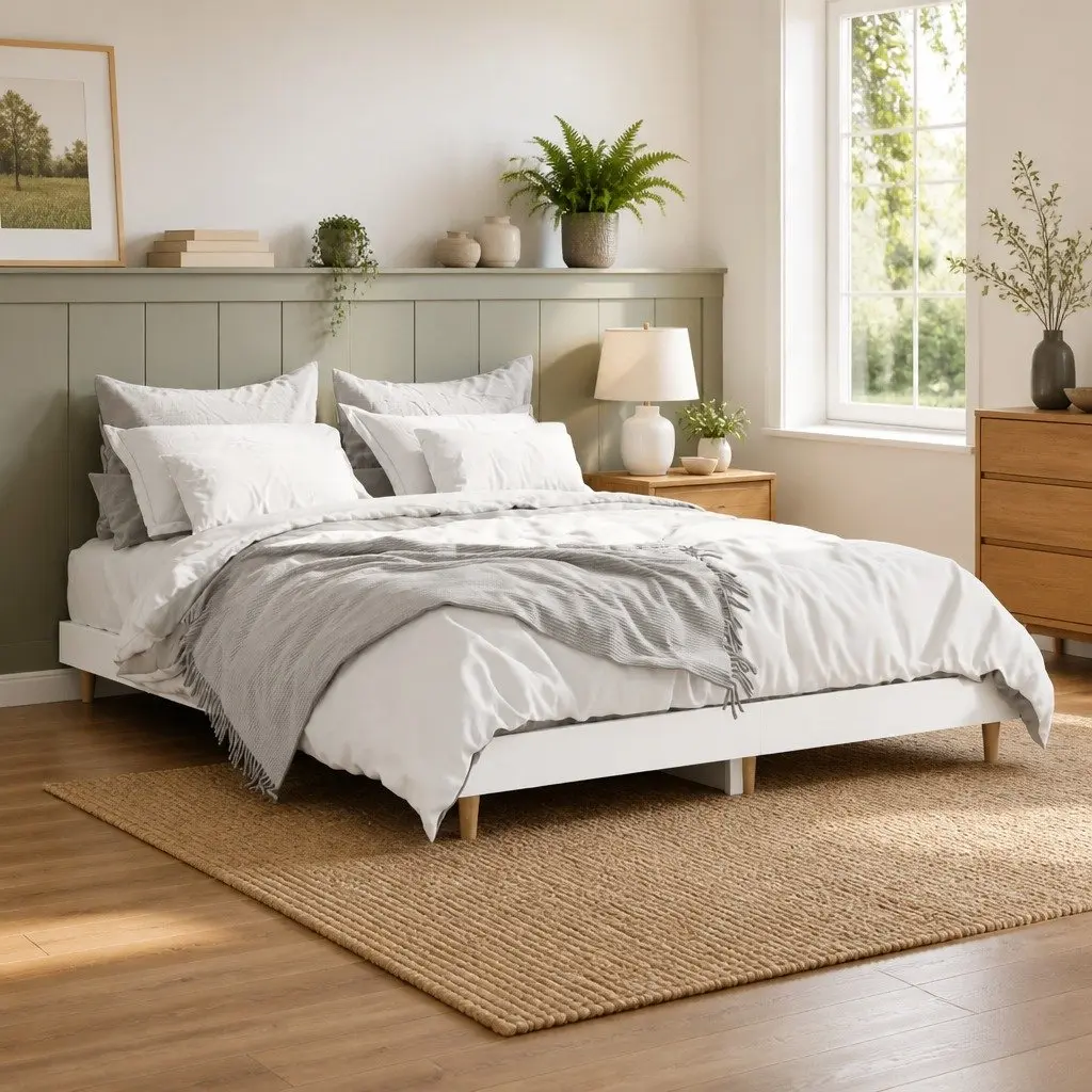 Bed Frame White Engineered Wood 135x190 cm Slatted Base