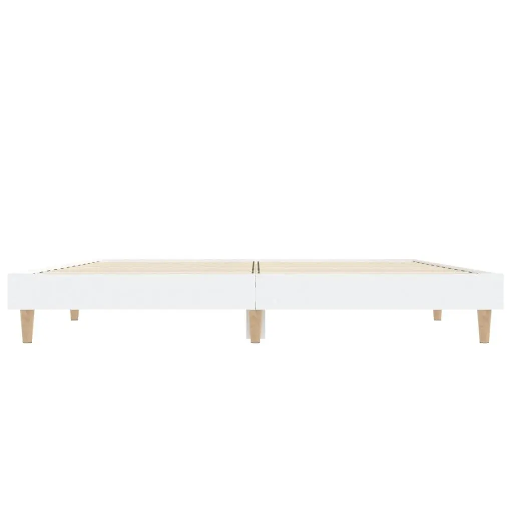 Bed Frame White Engineered Wood 135x190 cm Slatted Base