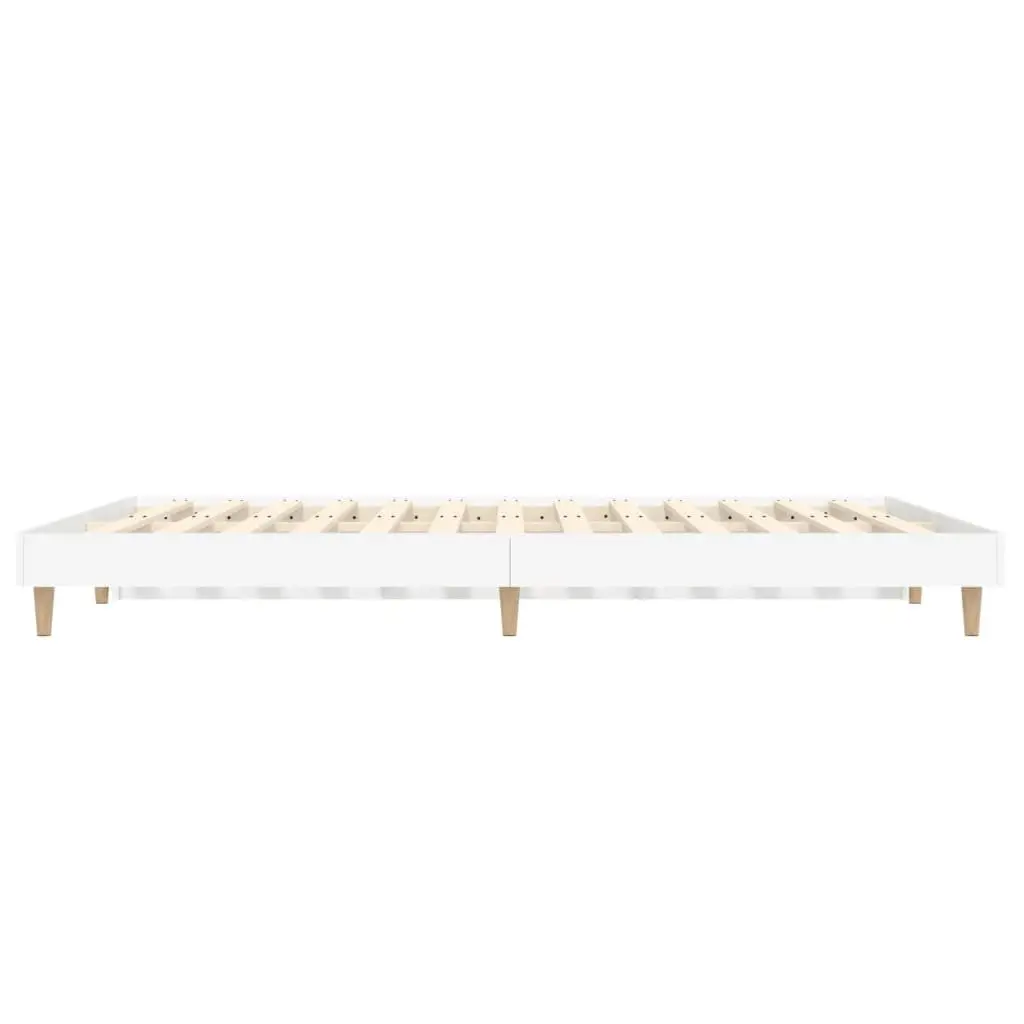 Bed Frame White Engineered Wood 135x190 cm Slatted Base