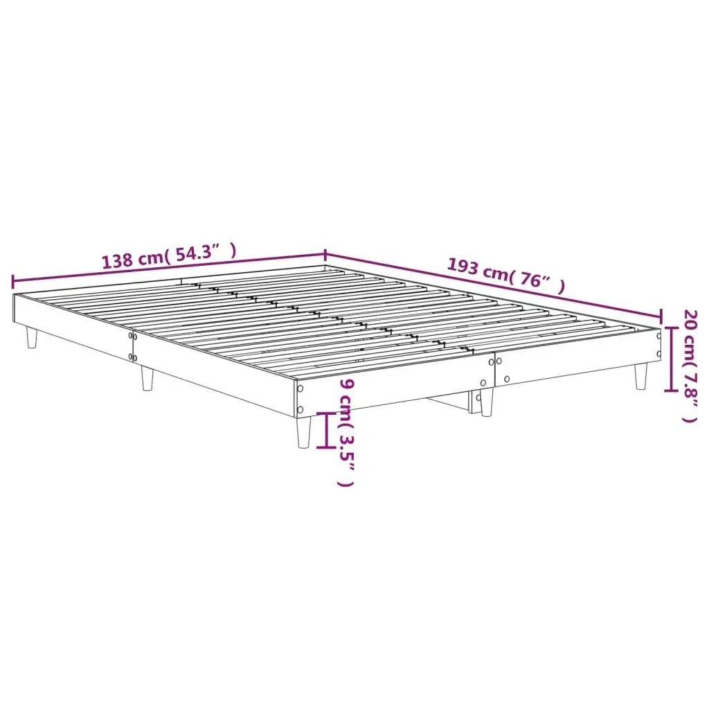 Bed Frame White Engineered Wood 135x190 cm Slatted Base