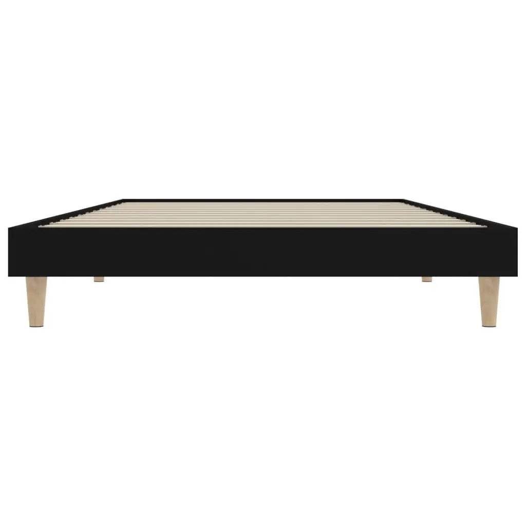 Bed Frame Black Engineered Wood 90x190 cm Wooden Legs Slats
