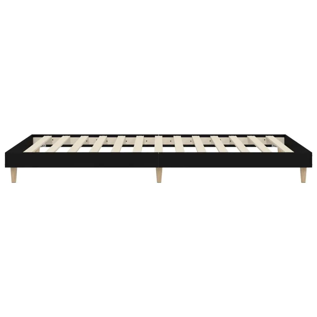 Bed Frame Black Engineered Wood 90x190 cm Wooden Legs Slats