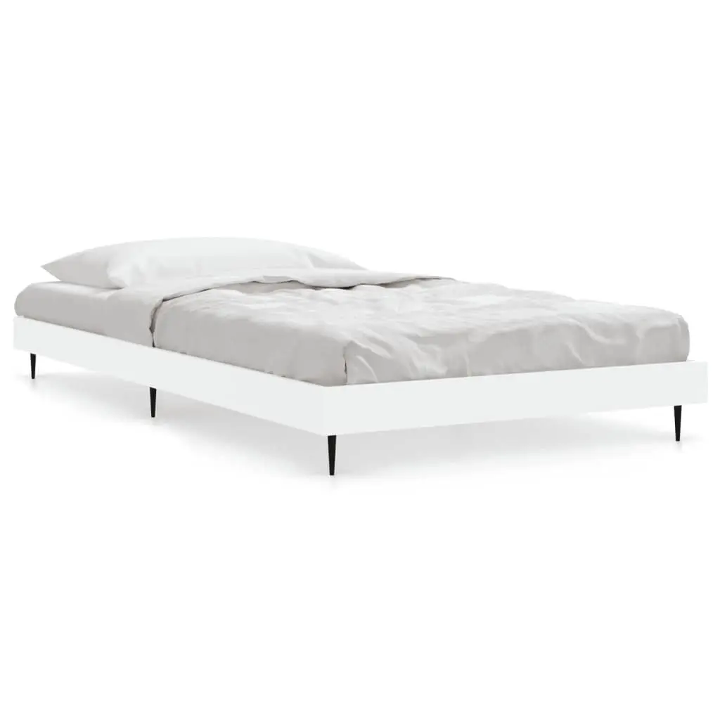 White Bed Frame 90x190 cm with Slats