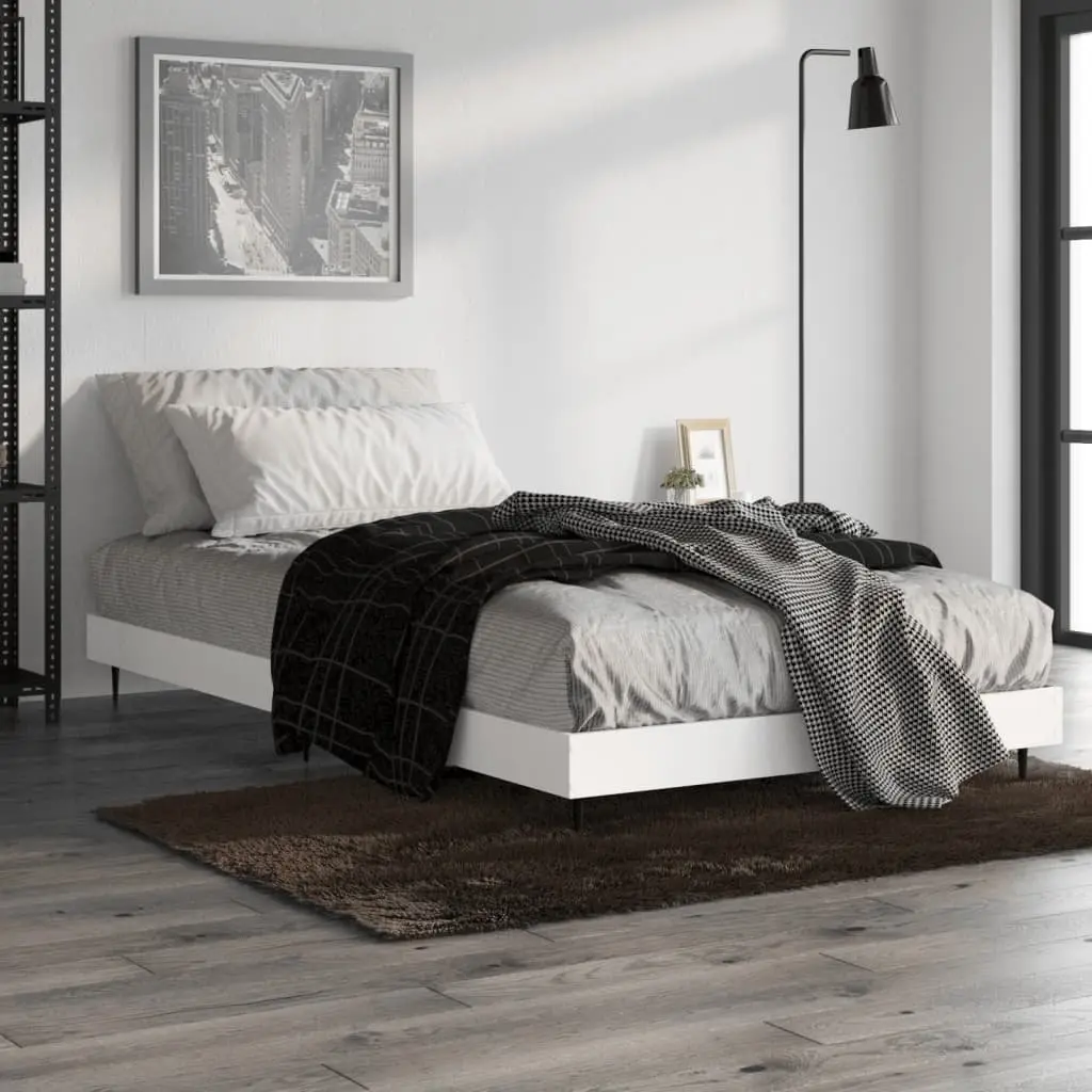 White Bed Frame 90x190 cm with Slats