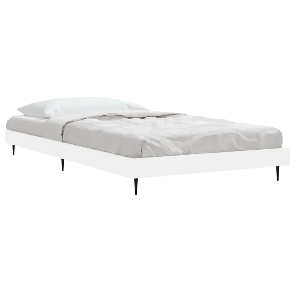White Bed Frame 90x190 cm with Slats