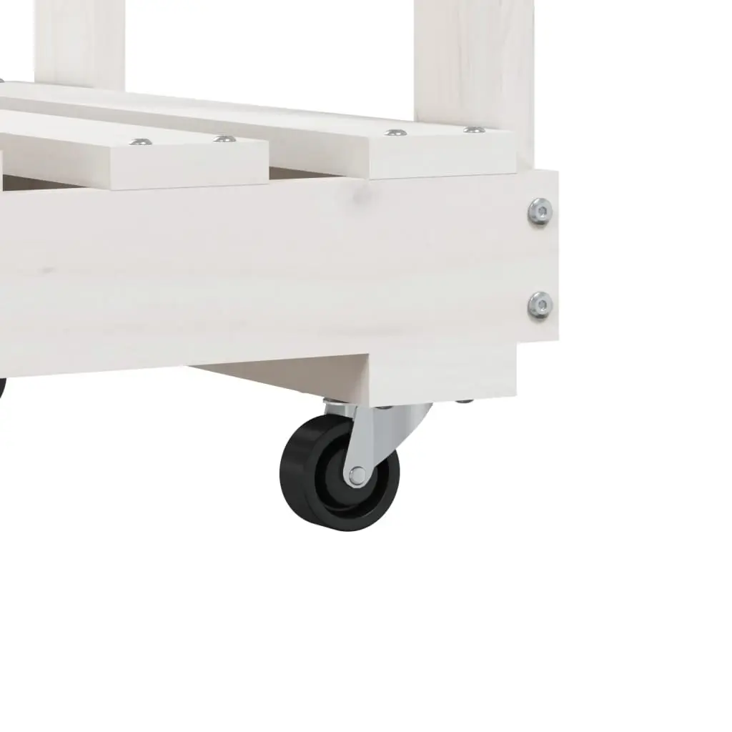Wooden Log Holder with Wheels for Easy Access