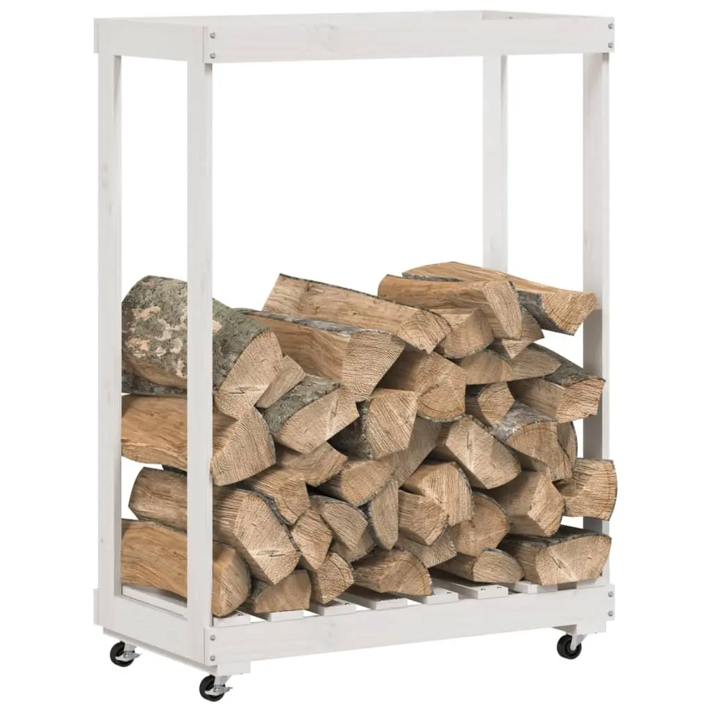 Wooden Log Holder with Wheels for Easy Access