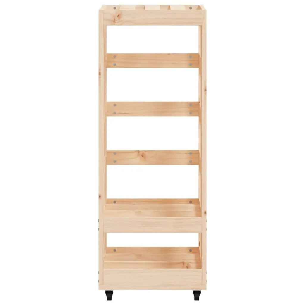 Wooden Log Holder with Wheels Solid Pine Firewood Storage Rack 40x49x110cm