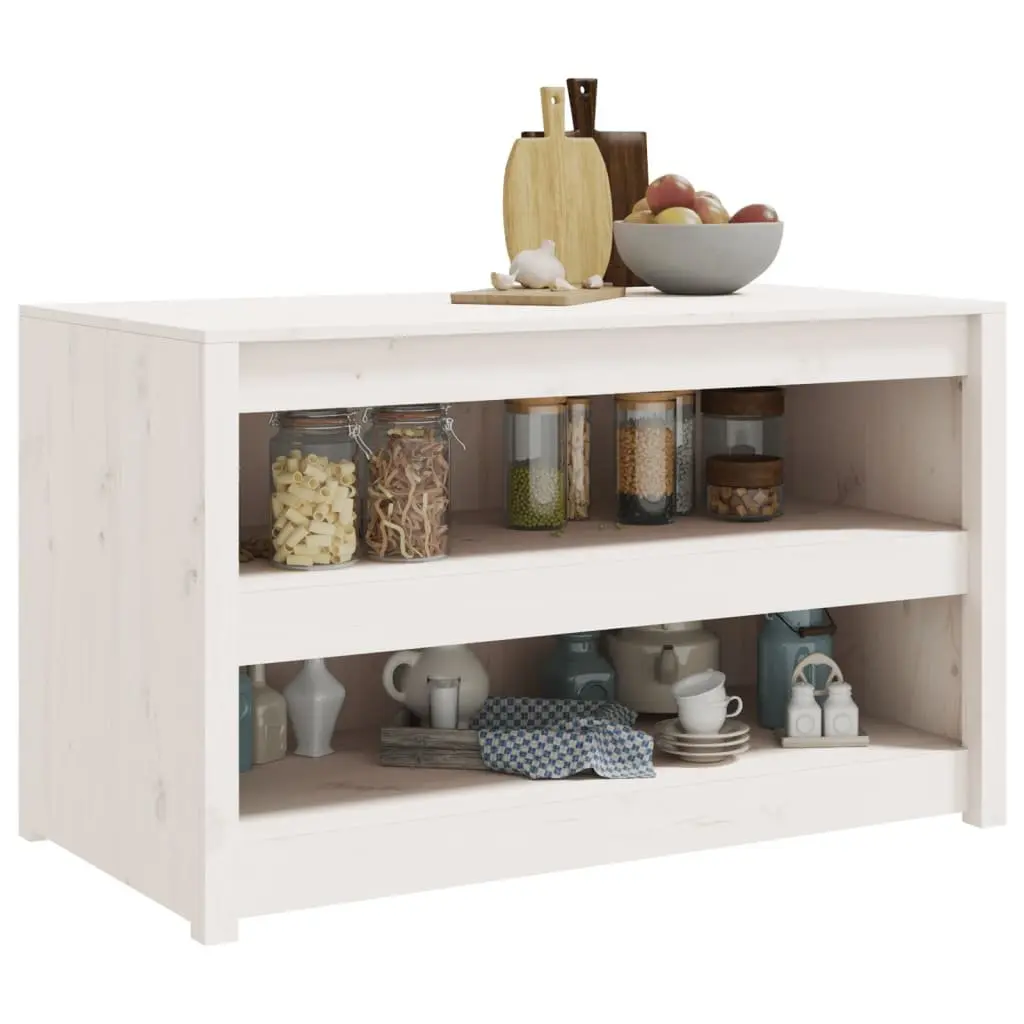 Outdoor Kitchen Cabinet White Solid Pine Wood 106W x 55D x 64H cm