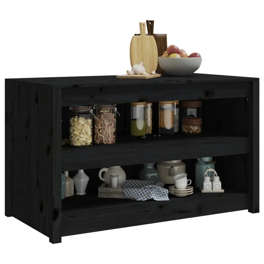 Outdoor Kitchen Cabinet Black Wooden Garden Storage 106x55x64 cm