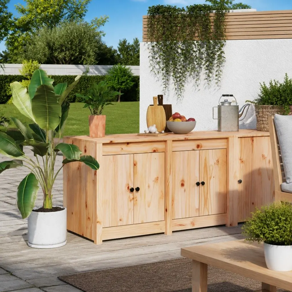 Outdoor Kitchen Cabinet Brown Solid Wood Pine 106W x 55D x 64H cm