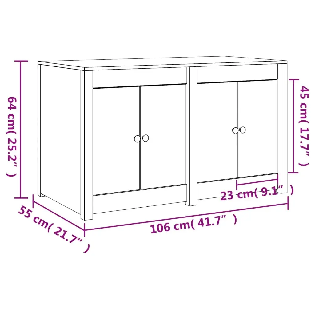 Outdoor Kitchen Cabinet Brown Solid Wood Pine 106W x 55D x 64H cm