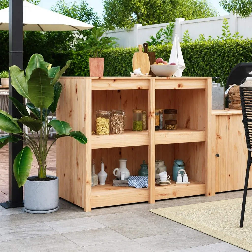 Outdoor Kitchen Cabinet Solid Pine Wood Brown 106 x 55 x 92 cm