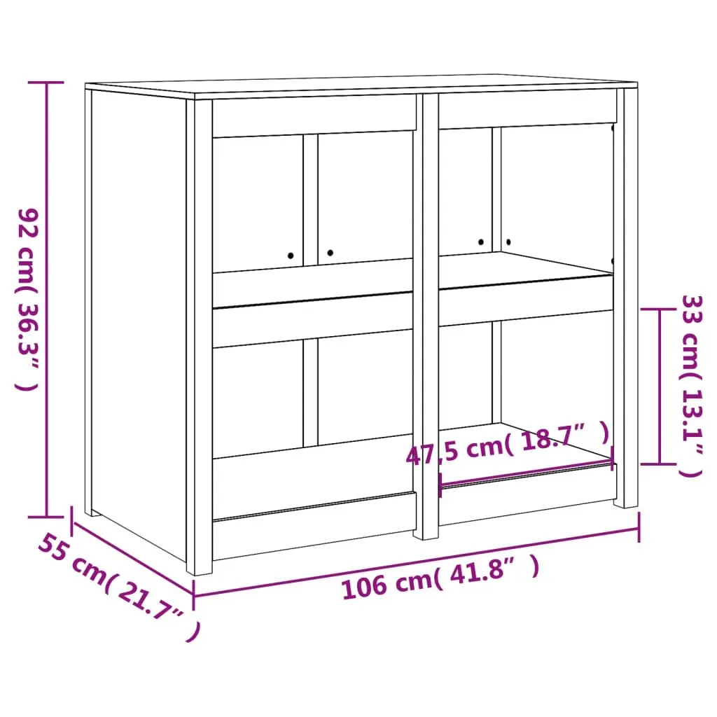 Outdoor Kitchen Cabinet Solid Pine Wood Brown 106 x 55 x 92 cm