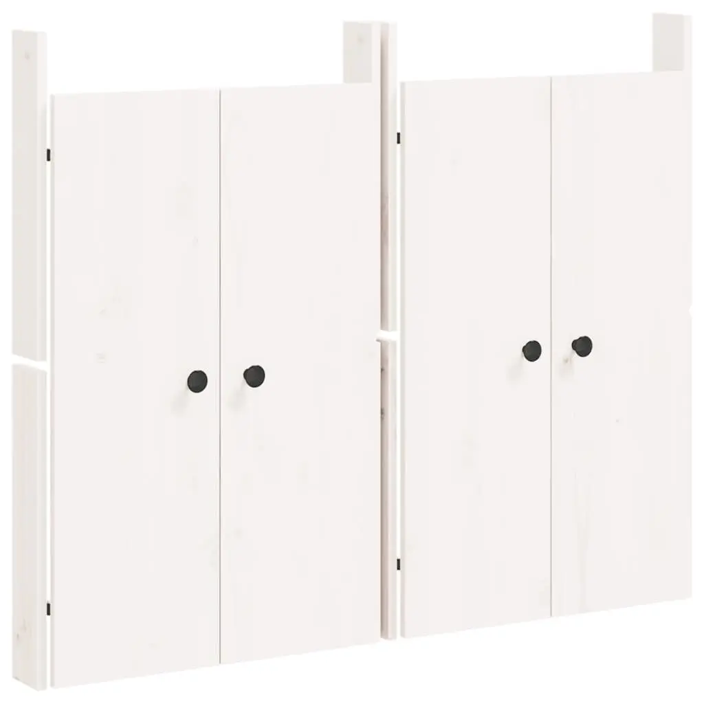 Solid Pine Wood Outdoor Cabinet Doors White Flush Mount 50x9x82cm Pair