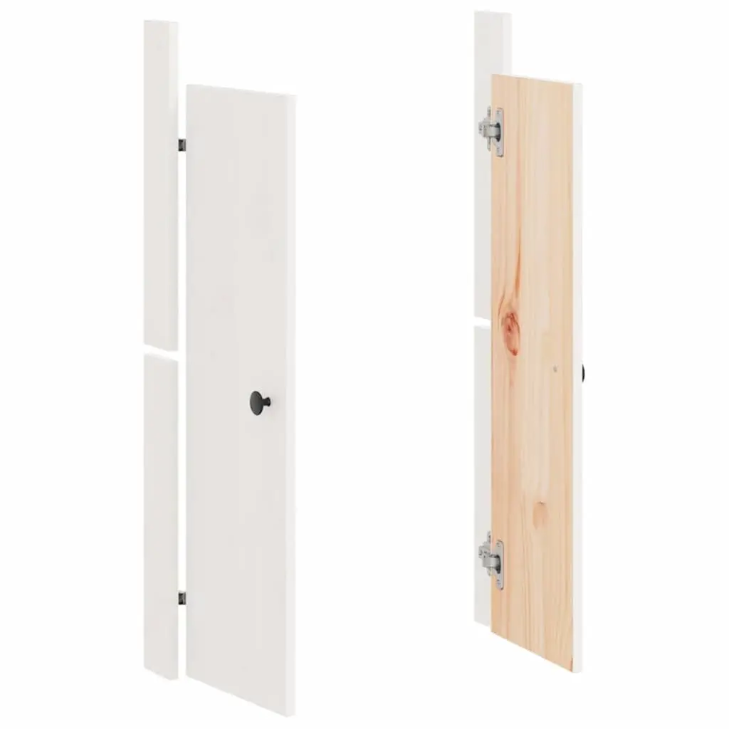 Solid Pine Wood Outdoor Cabinet Doors White Flush Mount 50x9x82cm Pair