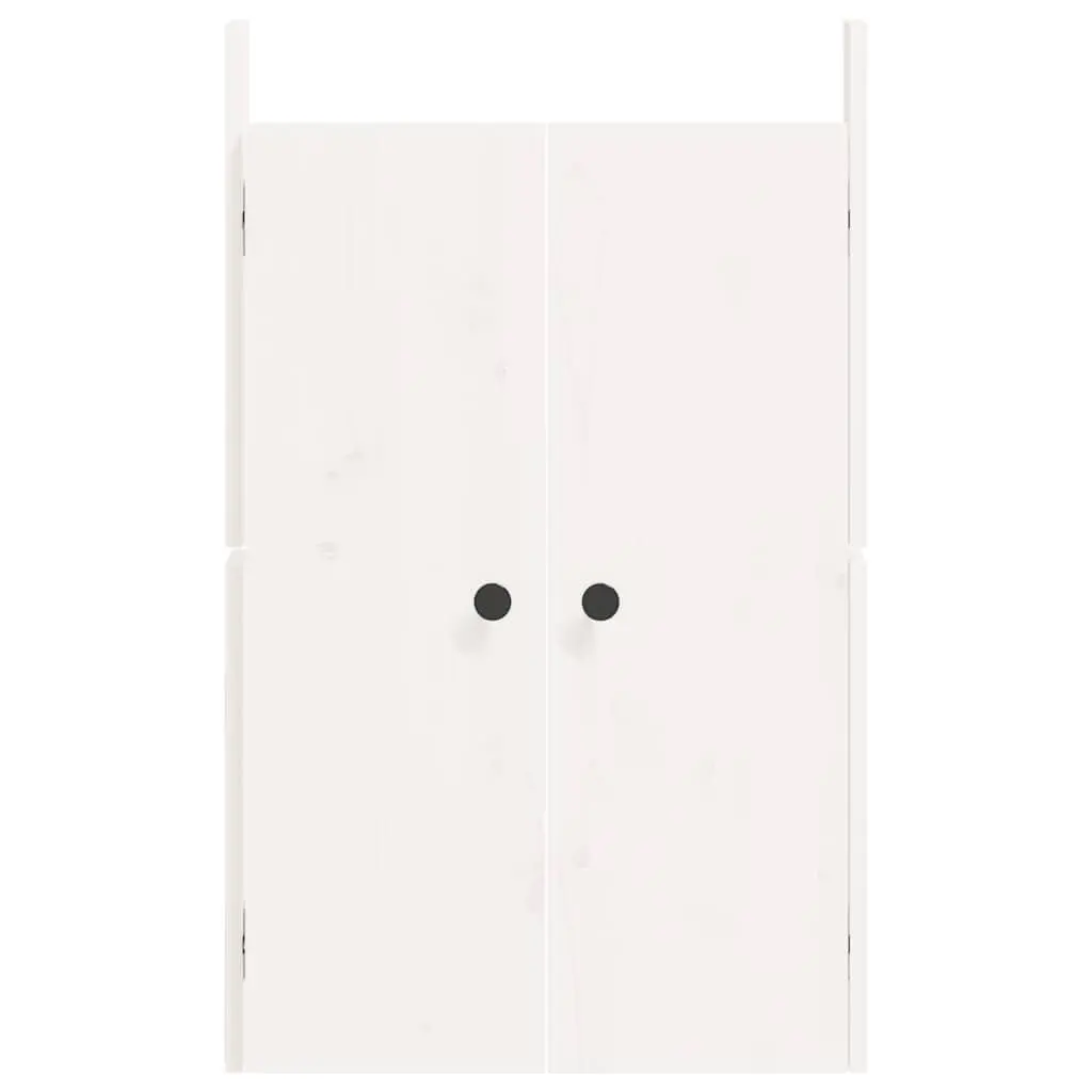Solid Pine Wood Outdoor Cabinet Doors White Flush Mount 50x9x82cm Pair