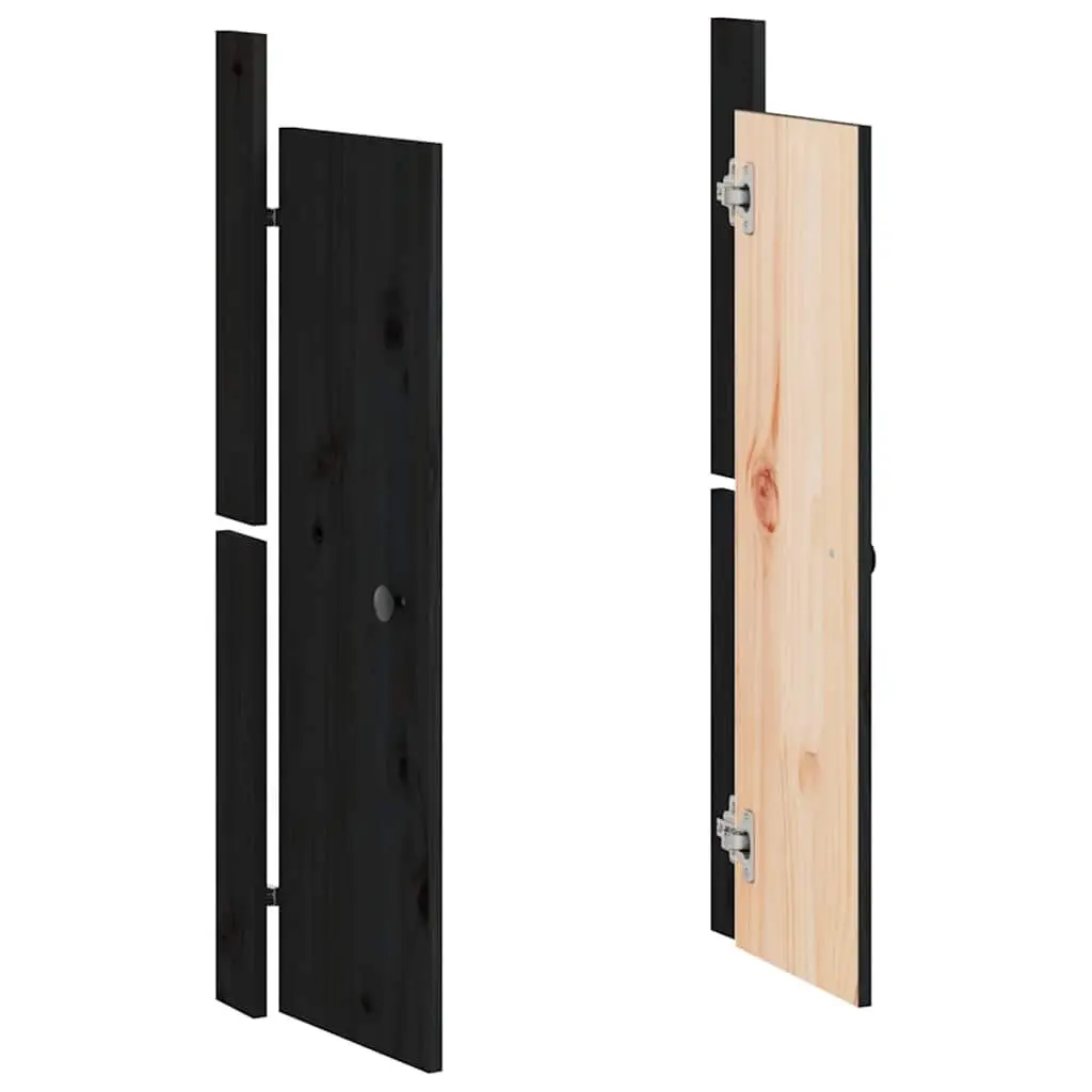 Outdoor Cabinet Door Solid Pine Wood Black 50x9x82cm