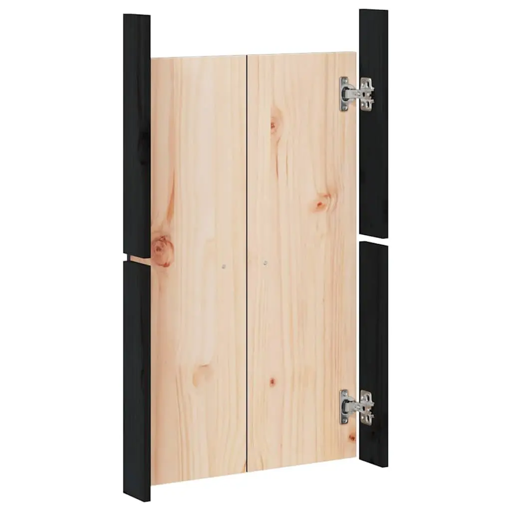 Outdoor Cabinet Door Solid Pine Wood Black 50x9x82cm