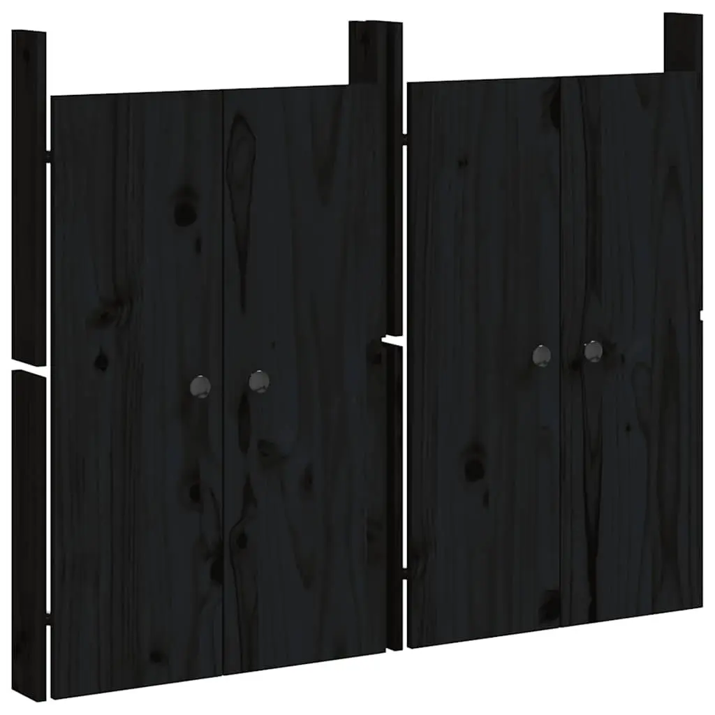 Outdoor Kitchen Cabinet Doors Black Solid Pine Wood 2 Piece