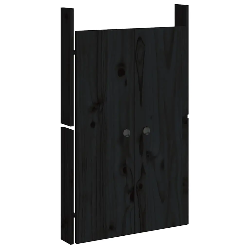 Outdoor Kitchen Cabinet Doors Black Solid Pine Wood 2 Piece