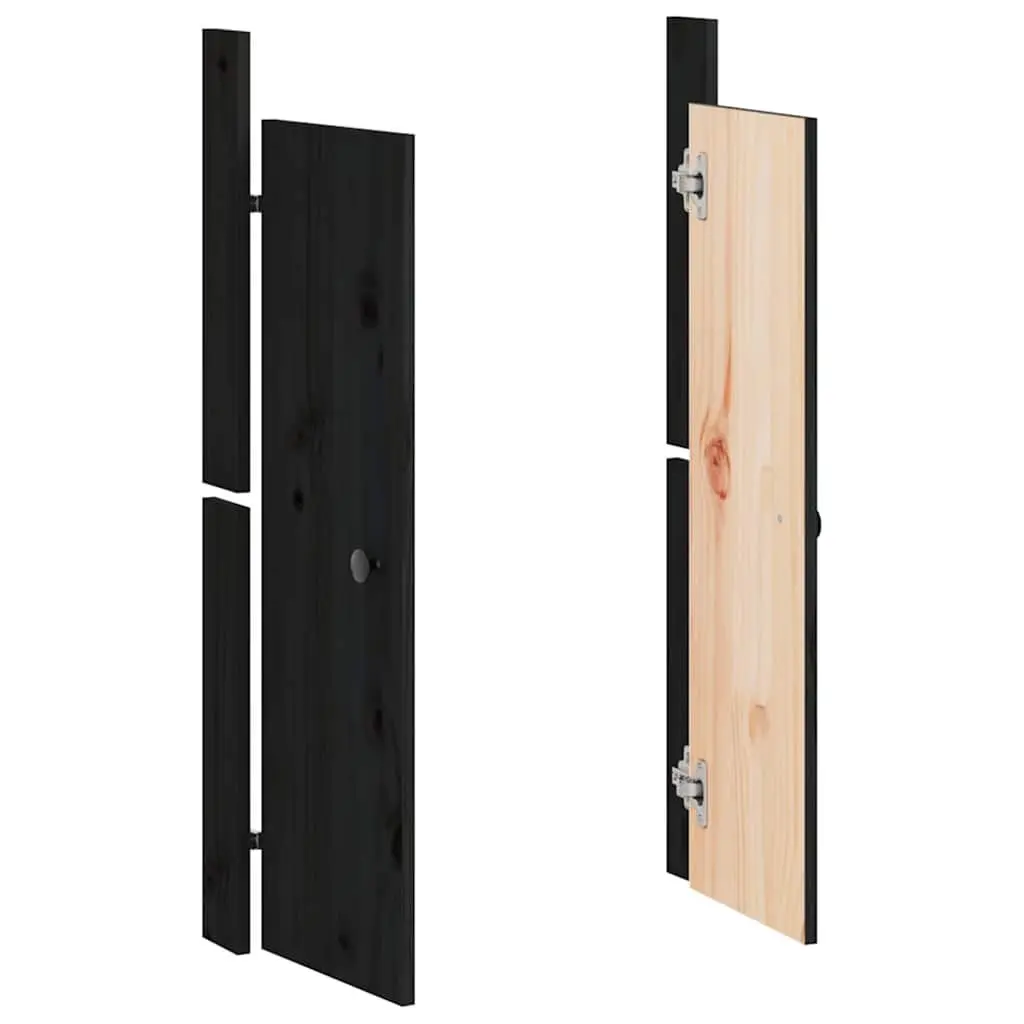 Outdoor Kitchen Cabinet Doors Black Solid Pine Wood 2 Piece