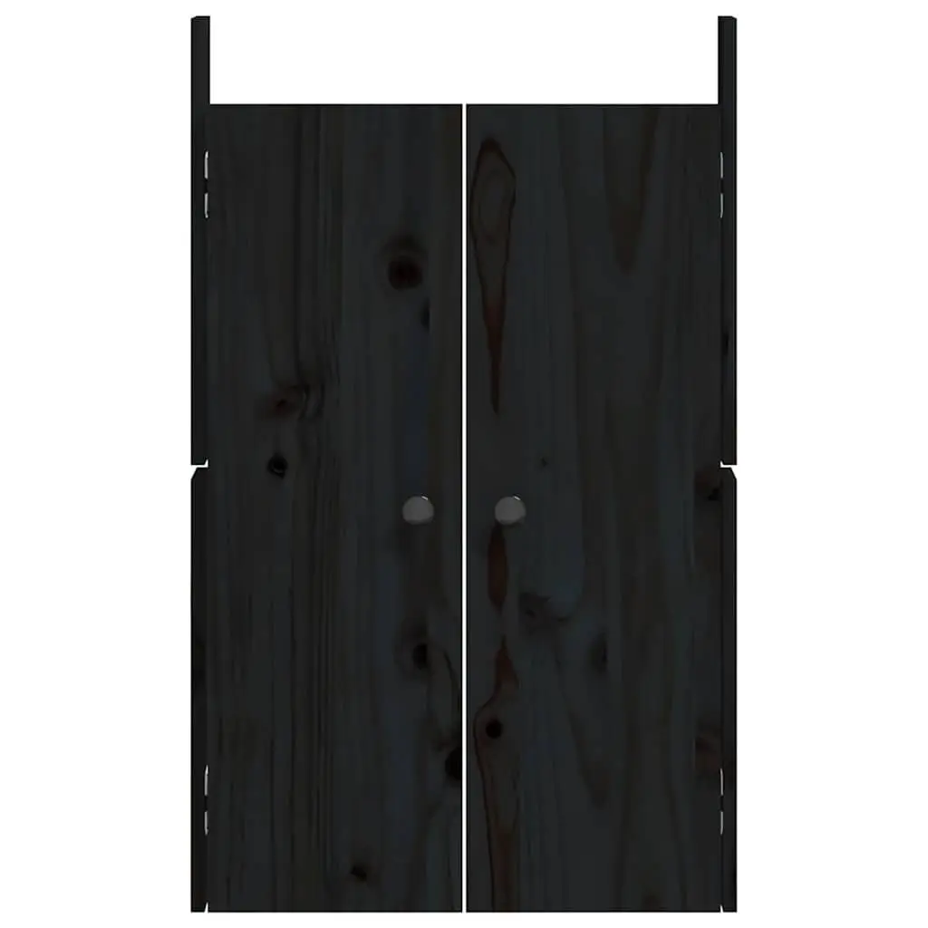 Outdoor Kitchen Cabinet Doors Black Solid Pine Wood 2 Piece