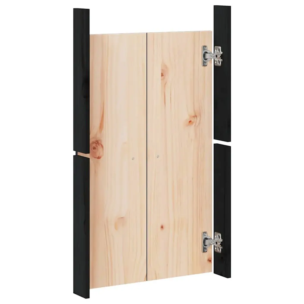 Outdoor Kitchen Cabinet Doors Black Solid Pine Wood 2 Piece