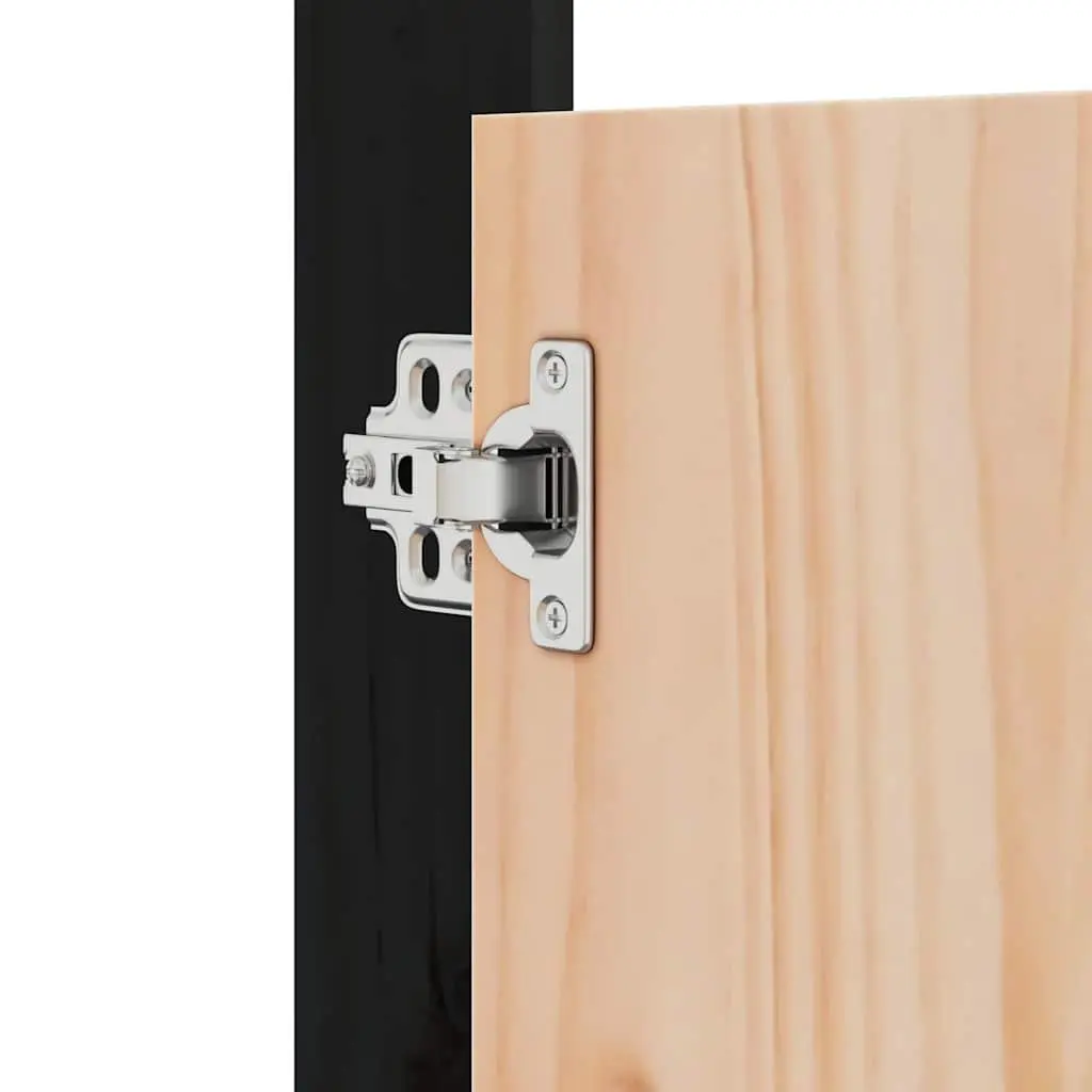 Outdoor Kitchen Cabinet Doors Black Solid Pine Wood 2 Piece