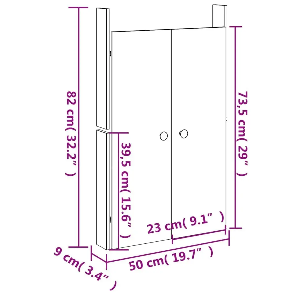 Outdoor Cabinet Door Solid Douglas Wood Brown 82cm Height 50cm Width 9cm Depth Flush Mount