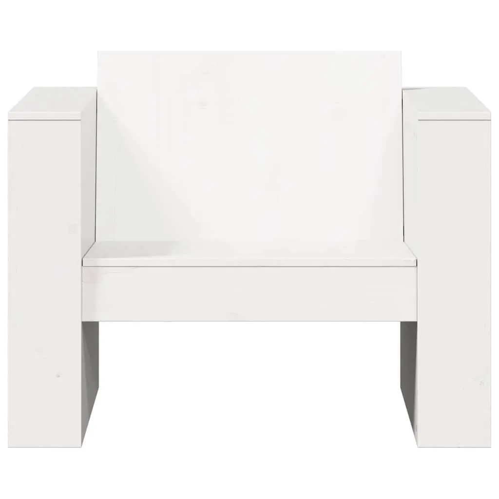 Garden Sofa White Solid Pine Wood Outdoor Seating Chair 79 x 60 x 62 cm