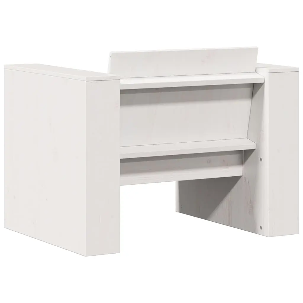 Garden Sofa White Solid Pine Wood Outdoor Seating Chair 79 x 60 x 62 cm