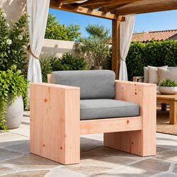 Outdoor Garden Sofa Brown Wooden Patio Chair with Armrests and Backrest Seating