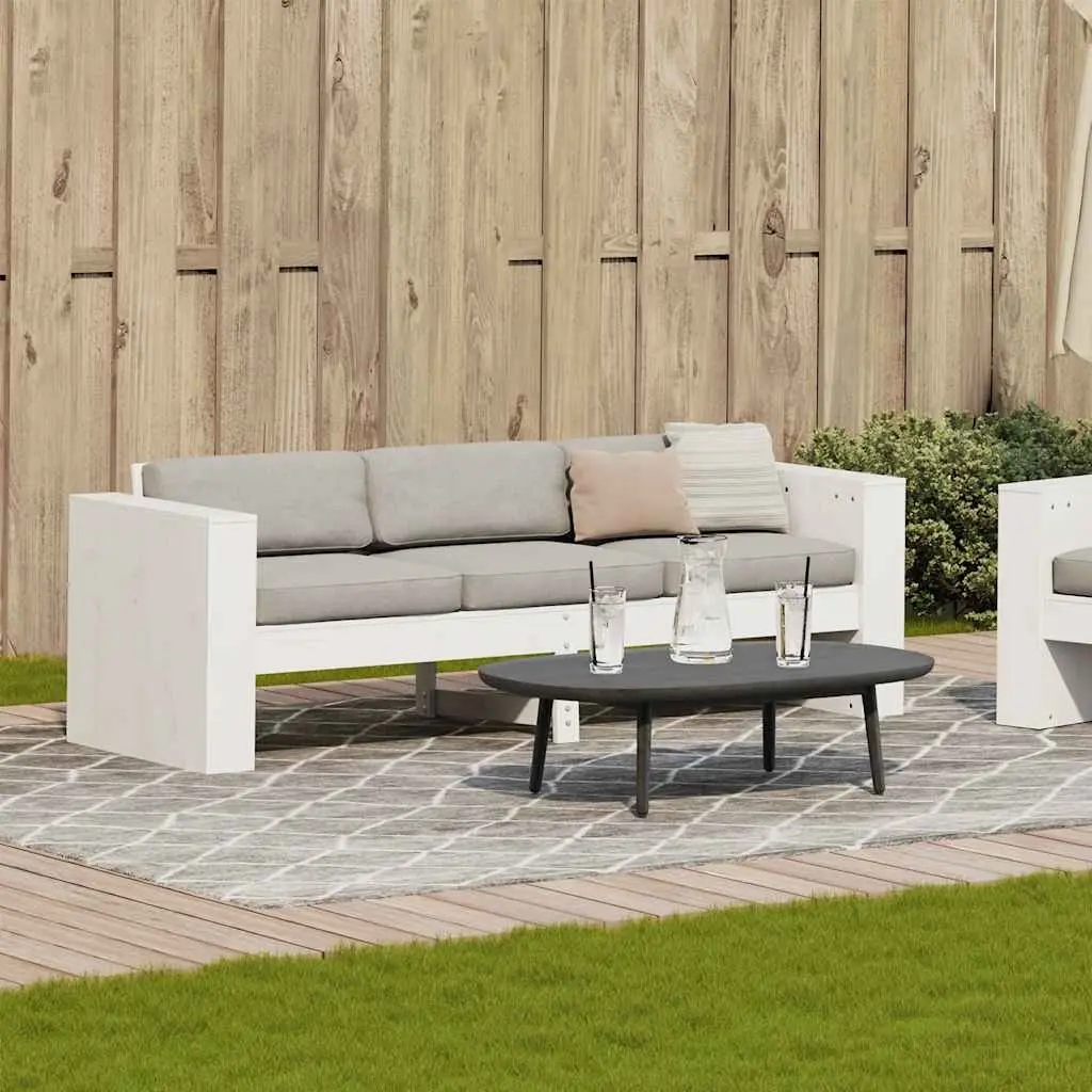 Outdoor Garden Sofa Three-Seater White Wooden Patio Furniture