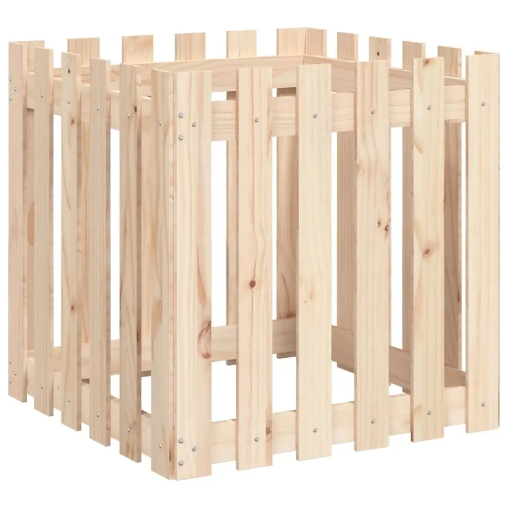 Garden Planter with Fence Design 60x60x60 cm Solid Pine Wood Brown