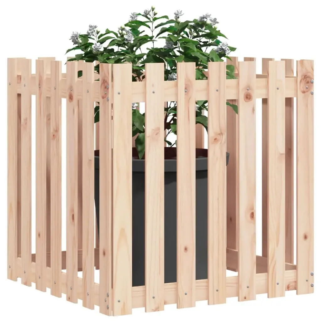 Garden Planter with Fence Design 70x70x70 cm Solid Wood Pine Brown