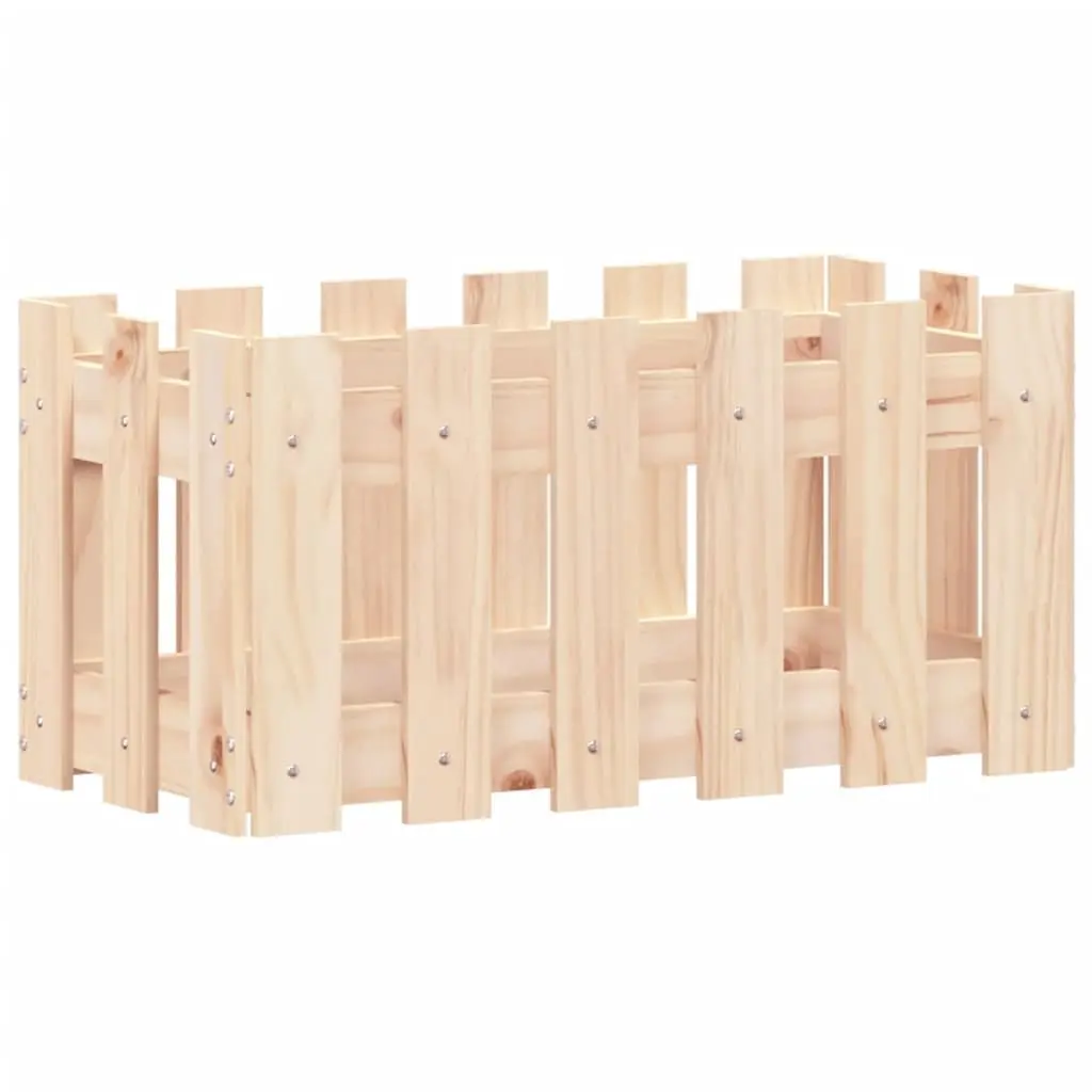 Garden Planter Box with Fence Design Solid Wood Pine Outdoor Patio Flower Pot