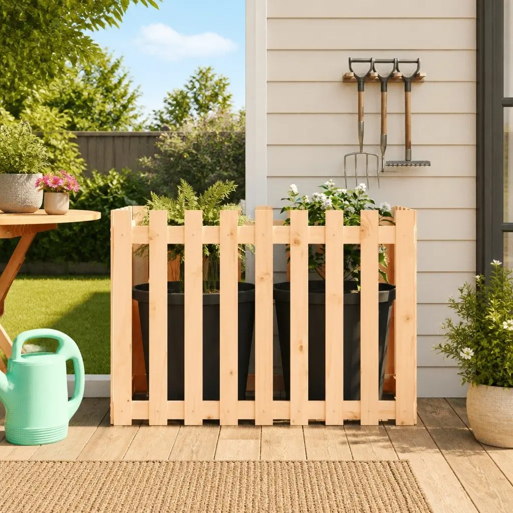 Garden Raised Bed 100x50x70 cm Fence Design Solid Pine Wood Planter Box Outdoor