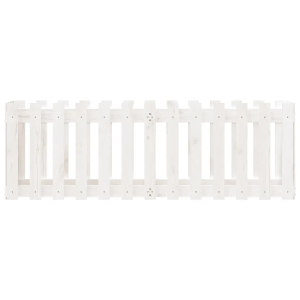 Garden Raised Bed Planter with Fence Design White 150x50x50cm Solid Pine Wood