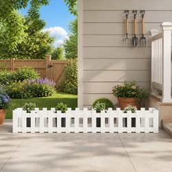 Garden Raised Bed White 200x30x30 cm Wooden Planter Box Outdoor Flowers Plants