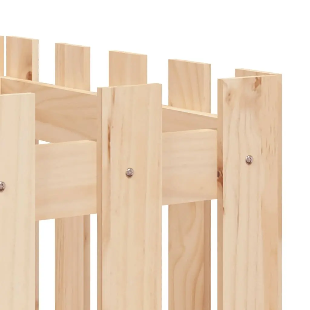 Garden Raised Bed with Fence Design 200x50x50cm Solid Pine Wood Planter Box