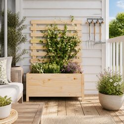Garden Planter Box with Climbing Rack Solid Wood Pine Brown 79x39.5x114cm