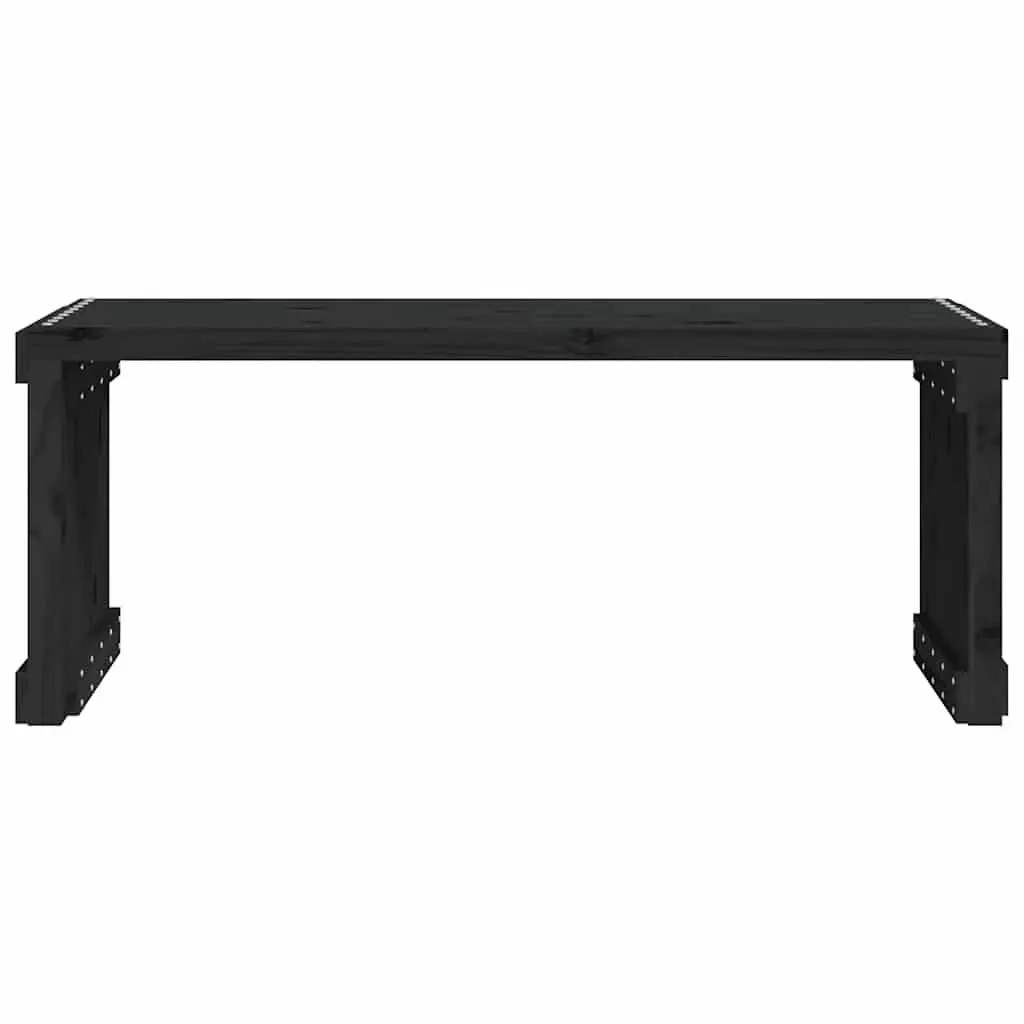 Garden Bench Extendable Solid Pine Wood Outdoor Seating Black 212.5L x 40.5W x 45H cm
