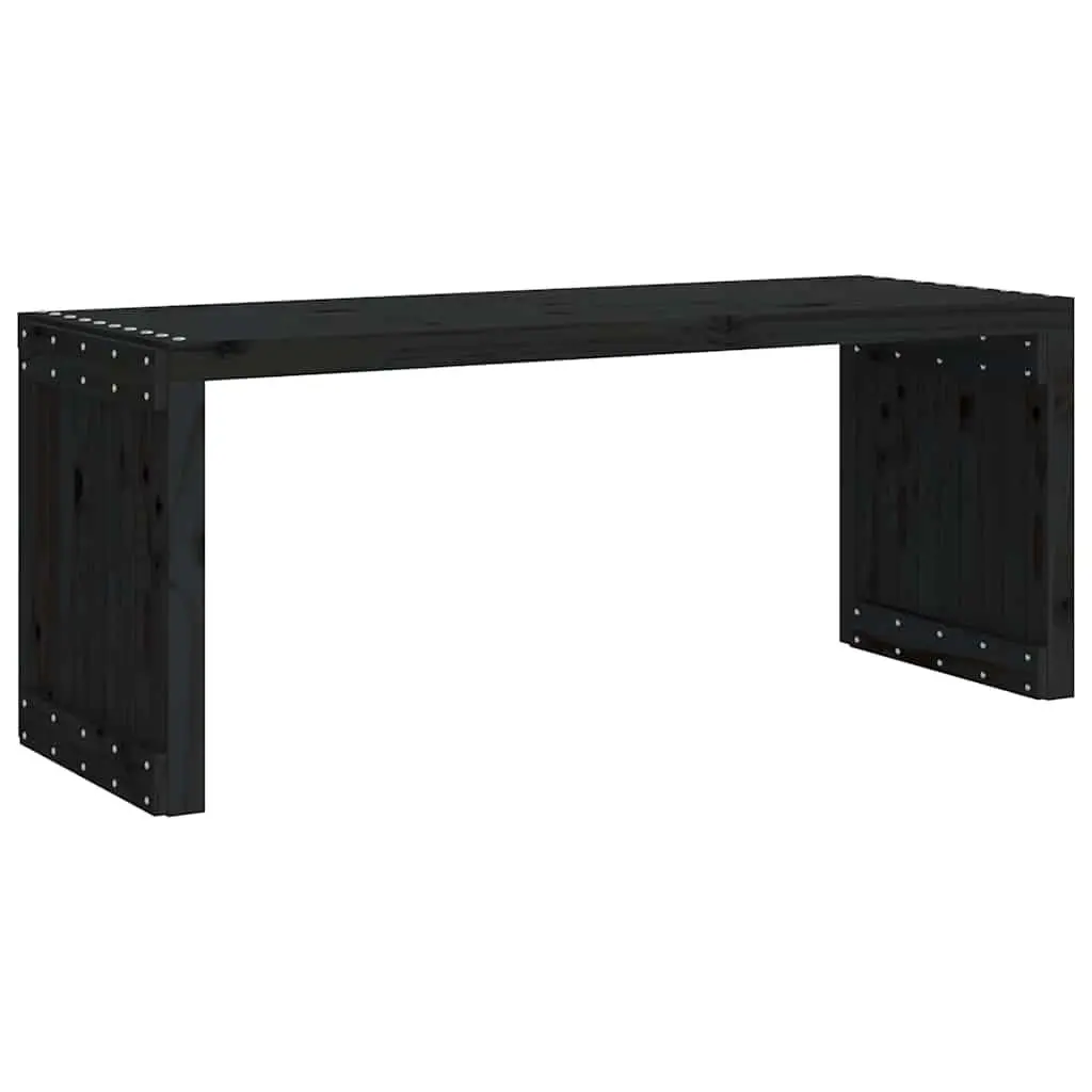 Garden Bench Extendable Solid Pine Wood Outdoor Seating Black 212.5L x 40.5W x 45H cm