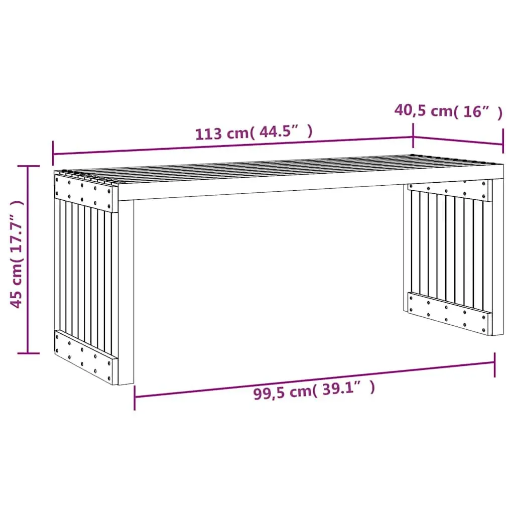 Garden Bench Extendable Solid Pine Wood Outdoor Seating Black 212.5L x 40.5W x 45H cm